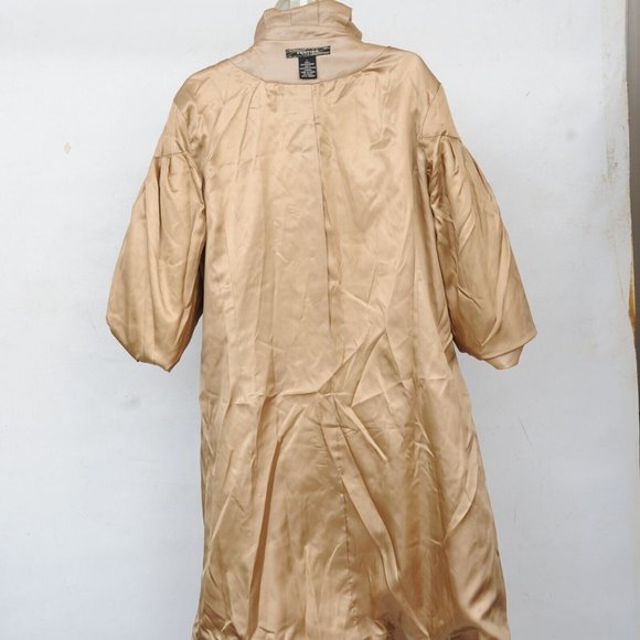 VERTIGO Paris Gold Polyurithane Square Print Double Breasted Trench Coat Women L - Picture 6 of 8